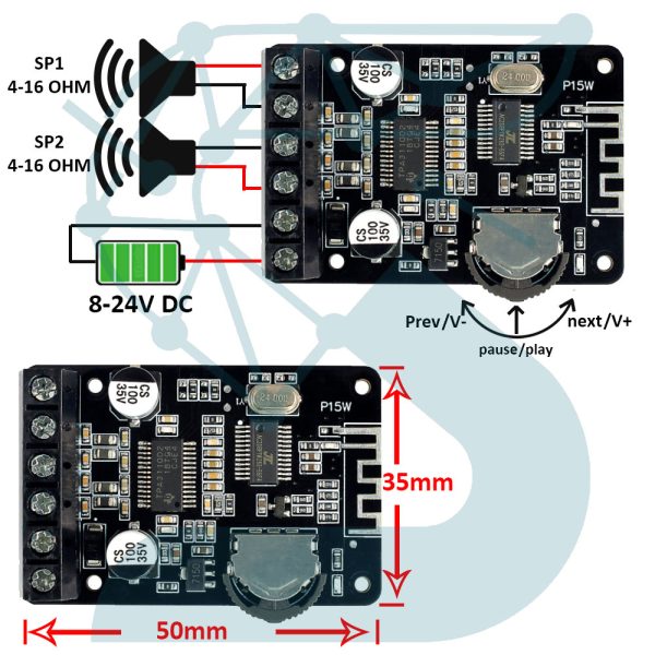 ماژول آمپلی فایر بلوتوثی XY-AP15W - Image 4